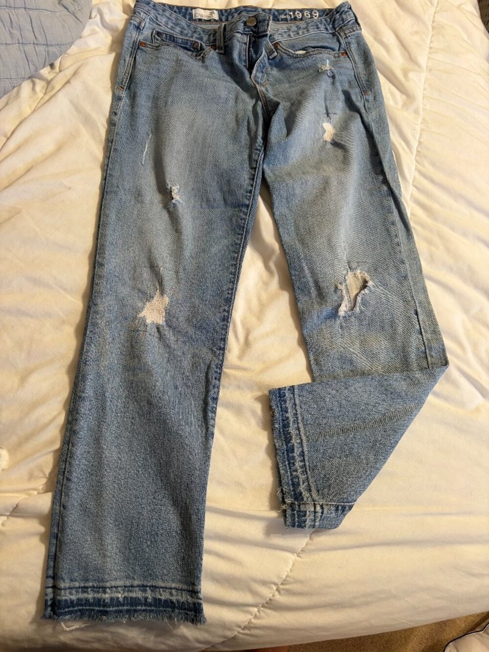 Gap 1969 Distressed Raw-Hem Straight Jeans